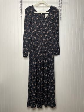 PARALLEL Black & Tan Floral Long Sleeve Wide Leg Jumpsuit Size 4